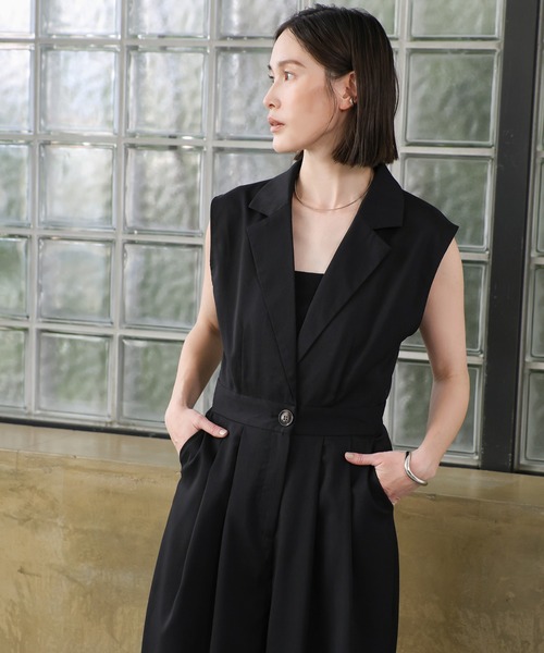 select MOCA（セレクトモカ）の「テーラードウエストボタンオールインワン（パンツドレス・レディース・チャコールグレー/ブラック・FREE）」の16枚目の写真