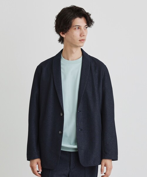 TAKEO KIKUCHI（タケオキクチ）の「【尾州織】後染め ドビーメッシュ ショール羽織り（カーディガン/ボレロ・メンズ・ネイビー/ブラック/グレー・04/03/02/01/05）」の3枚目の写真