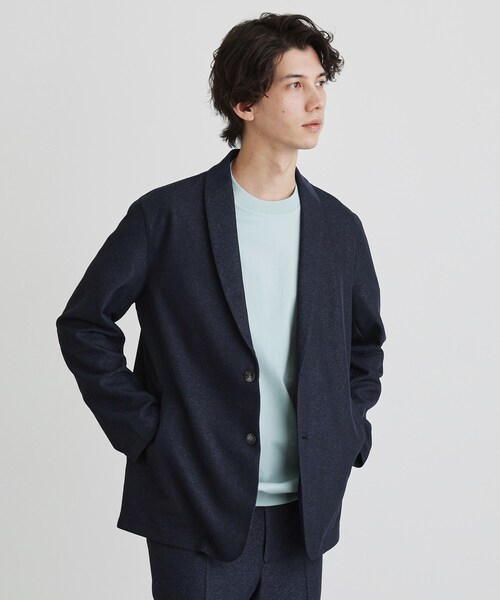 TAKEO KIKUCHI（タケオキクチ）の「【尾州織】後染め ドビーメッシュ ショール羽織り（カーディガン/ボレロ・メンズ・ネイビー/ブラック/グレー・04/03/02/01/05）」の12枚目の写真