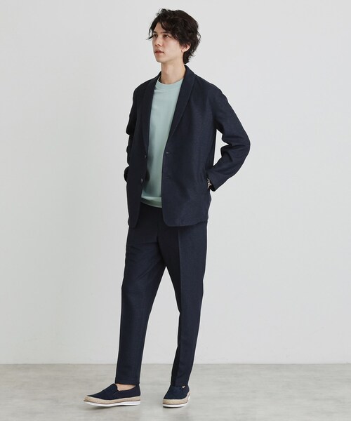 TAKEO KIKUCHI（タケオキクチ）の「【尾州織】後染め ドビーメッシュ ショール羽織り（カーディガン/ボレロ・メンズ・ネイビー/ブラック/グレー・04/03/02/01/05）」の14枚目の写真