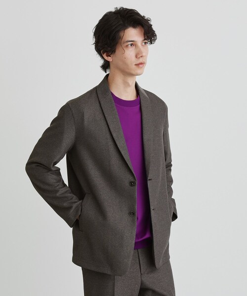 TAKEO KIKUCHI（タケオキクチ）の「【尾州織】後染め ドビーメッシュ ショール羽織り（カーディガン/ボレロ・メンズ・ネイビー/ブラック/グレー・04/03/02/01/05）」の4枚目の写真