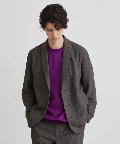 TAKEO KIKUCHI（タケオキクチ）の「【尾州織】後染め ドビーメッシュ ショール羽織り（カーディガン/ボレロ・メンズ・ネイビー/ブラック/グレー・04/03/02/01/05）」の5枚目の写真