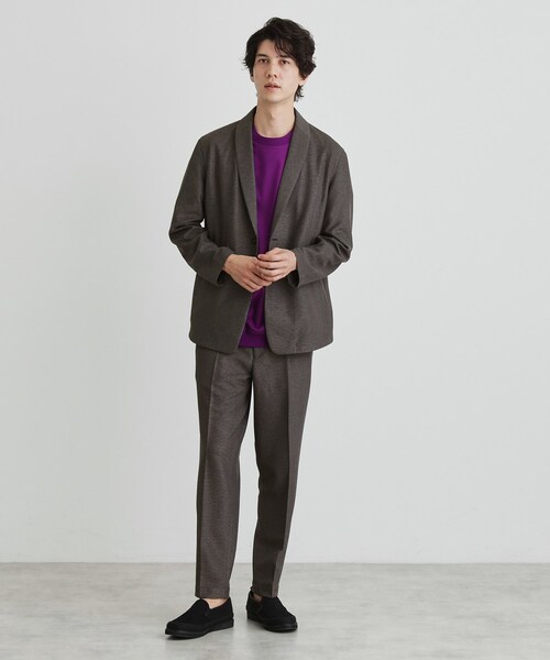 TAKEO KIKUCHI（タケオキクチ）の「【尾州織】後染め ドビーメッシュ ショール羽織り（カーディガン/ボレロ・メンズ・ネイビー/ブラック/グレー・04/03/02/01/05）」の6枚目の写真