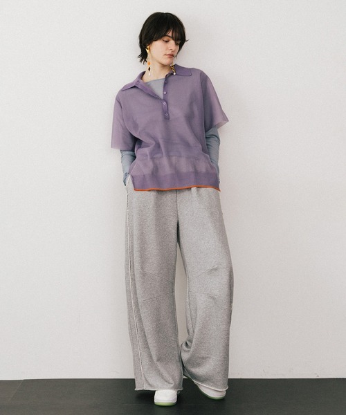 LA BELLE ETUDE（ラベルエチュード）の「シアーポロシャツ（シャツ/ブラウス・レディース・ネイビー/ブルー/パープル・FREE）」の6枚目の写真