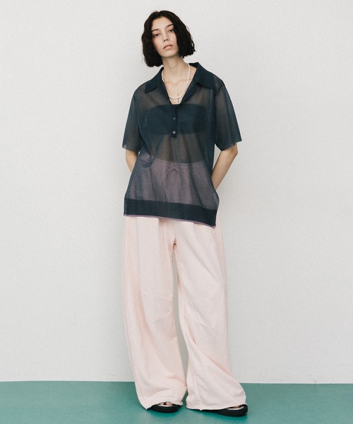 LA BELLE ETUDE（ラベルエチュード）の「シアーポロシャツ（シャツ/ブラウス・レディース・ネイビー/ブルー/パープル・FREE）」の4枚目の写真