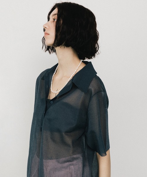 LA BELLE ETUDE（ラベルエチュード）の「シアーポロシャツ（シャツ/ブラウス・レディース・ネイビー/ブルー/パープル・FREE）」の11枚目の写真