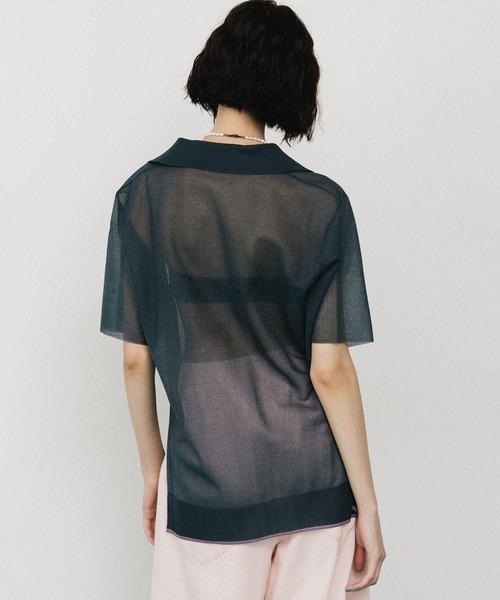 LA BELLE ETUDE（ラベルエチュード）の「シアーポロシャツ（シャツ/ブラウス・レディース・ネイビー/ブルー/パープル・FREE）」の9枚目の写真