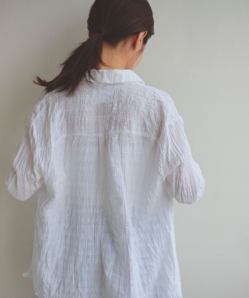 N WITH.（エヌウィズ）の「ワッシャーリボンシャツ（シャツ/ブラウス・レディース・ベージュ/ホワイト・FREE）」の4枚目の写真