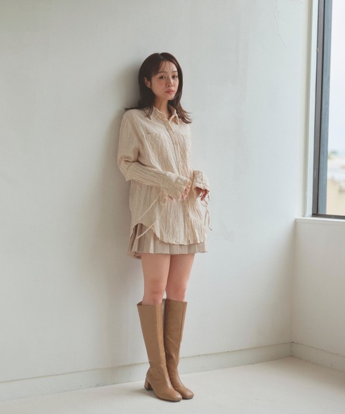 N WITH.（エヌウィズ）の「ワッシャーリボンシャツ（シャツ/ブラウス・レディース・ベージュ/ホワイト・FREE）」の9枚目の写真