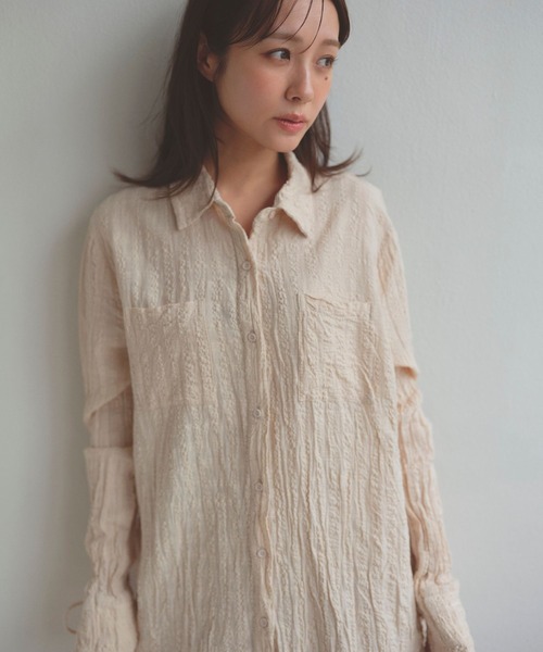 N WITH.（エヌウィズ）の「ワッシャーリボンシャツ（シャツ/ブラウス・レディース・ベージュ/ホワイト・FREE）」の13枚目の写真
