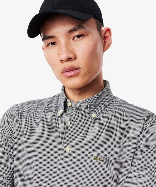 LACOSTE(ラコステ)の「消臭・速乾・UVカット ストレッチ マイクロチェックボタンダウンポロシャツ(ポロシャツ・メンズ・グレイッシュブルー/ブラック/サックスブルー・3/4/5/6)」の5枚目の写真