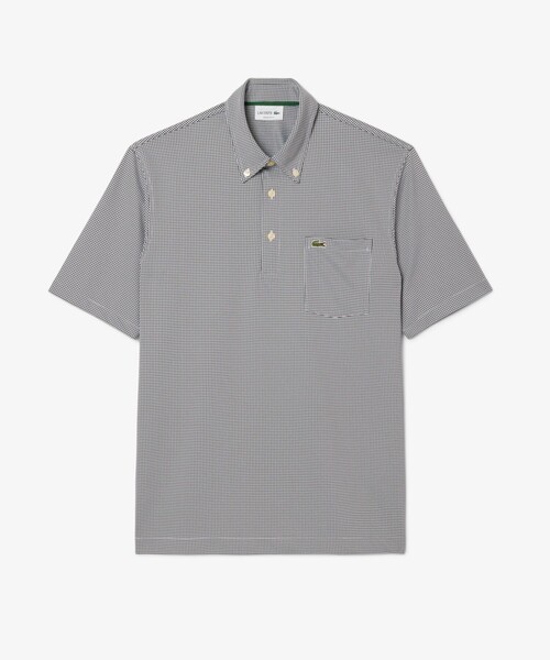 LACOSTE(ラコステ)の「消臭・速乾・UVカット ストレッチ マイクロチェックボタンダウンポロシャツ(ポロシャツ・メンズ・グレイッシュブルー/ブラック/サックスブルー・3/4/5/6)」の7枚目の写真