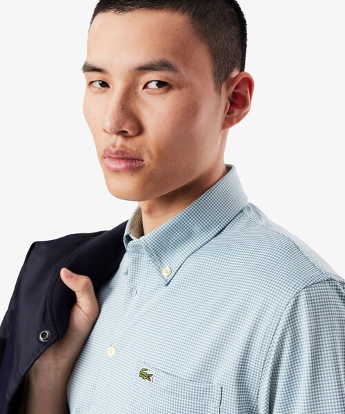 LACOSTE(ラコステ)の「消臭・速乾・UVカット ストレッチ マイクロチェックボタンダウンポロシャツ(ポロシャツ・メンズ・グレイッシュブルー/ブラック/サックスブルー・3/4/5/6)」の17枚目の写真