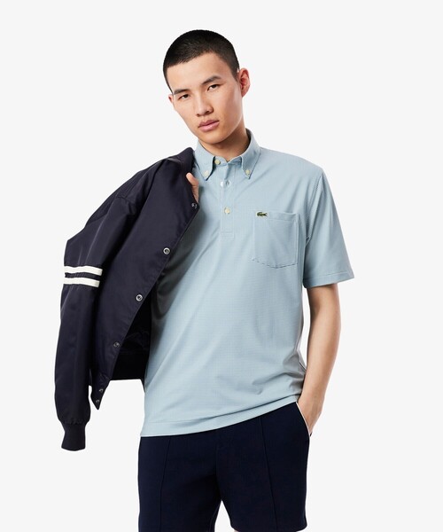 LACOSTE(ラコステ)の「消臭・速乾・UVカット ストレッチ マイクロチェックボタンダウンポロシャツ(ポロシャツ・メンズ・グレイッシュブルー/ブラック/サックスブルー・3/4/5/6)」の16枚目の写真