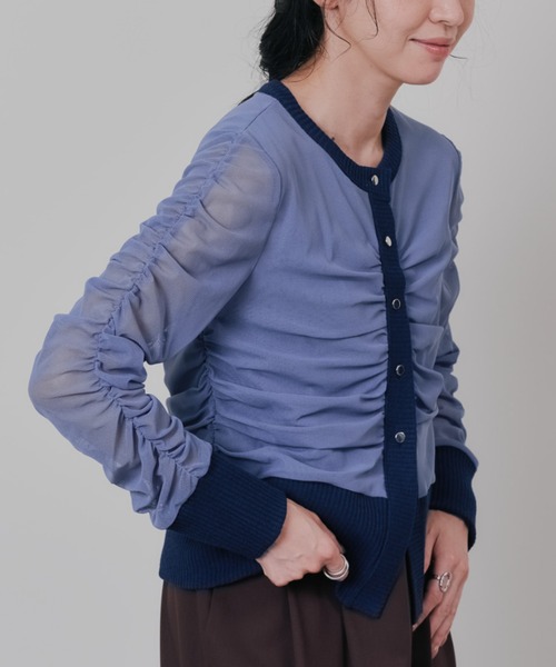 DOLLUPOOPS（ドールアップウップス）の「チュールギャザーカーディガン（カーディガン/ボレロ・レディース・ブルーグレー/ブラック/ボルドー・38）」の3枚目の写真