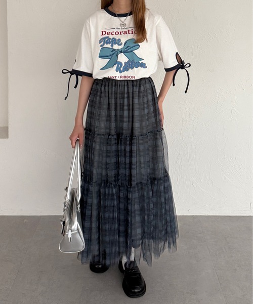 kutir(クティール)の「リボンリンガーTシャツ(Tシャツ/カットソー・レディース・ネイビー/ブラック/レッド・FREE)」の12枚目の写真