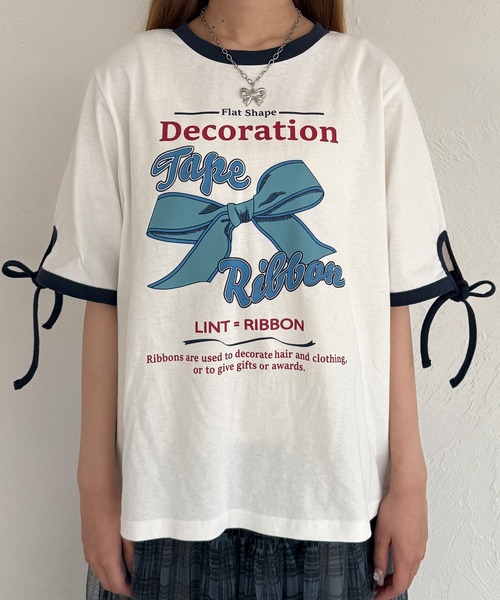 kutir(クティール)の「リボンリンガーTシャツ(Tシャツ/カットソー・レディース・ネイビー/ブラック/レッド・FREE)」の22枚目の写真