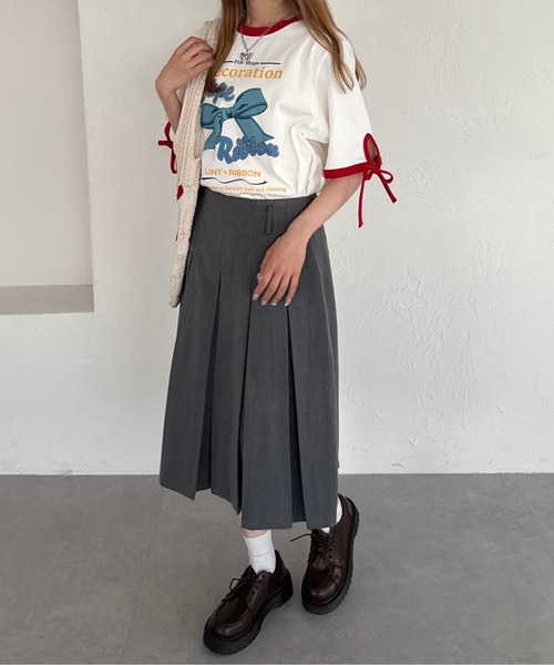 kutir(クティール)の「リボンリンガーTシャツ(Tシャツ/カットソー・レディース・ネイビー/ブラック/レッド・FREE)」の19枚目の写真