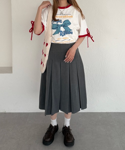 kutir(クティール)の「リボンリンガーTシャツ(Tシャツ/カットソー・レディース・ネイビー/ブラック/レッド・FREE)」の18枚目の写真