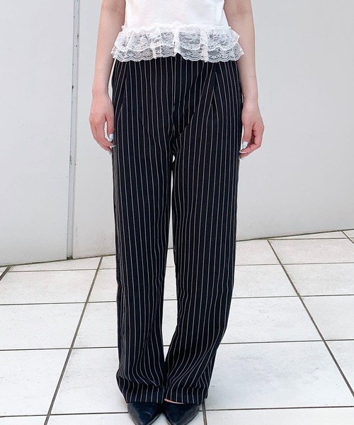 SHEPP(シープ)の「【通勤・通学】ハイウエスト ピンストライプ ワイドパンツ(スラックス・レディース・ブラック/ネイビー/グレー・S/M)」の19枚目の写真