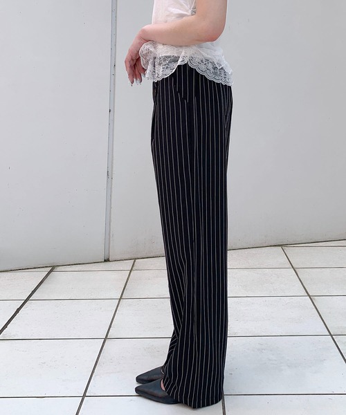 SHEPP(シープ)の「【通勤・通学】ハイウエスト ピンストライプ ワイドパンツ(スラックス・レディース・ブラック/ネイビー/グレー・S/M)」の20枚目の写真