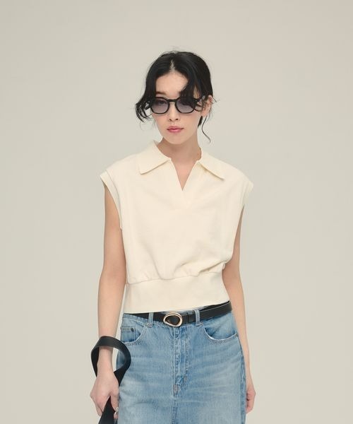 eL（エル）の「【eL】Compact Polo NS/329530（Tシャツ/カットソー・レディース・オフホワイト/レッド/ネイビー・FREE）」の2枚目の写真