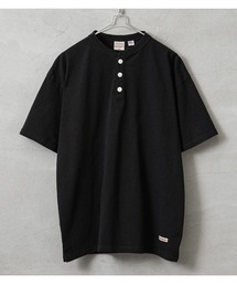 メンズのTシャツ/カットソー（ブラック/黒色系・ヘンリーネック