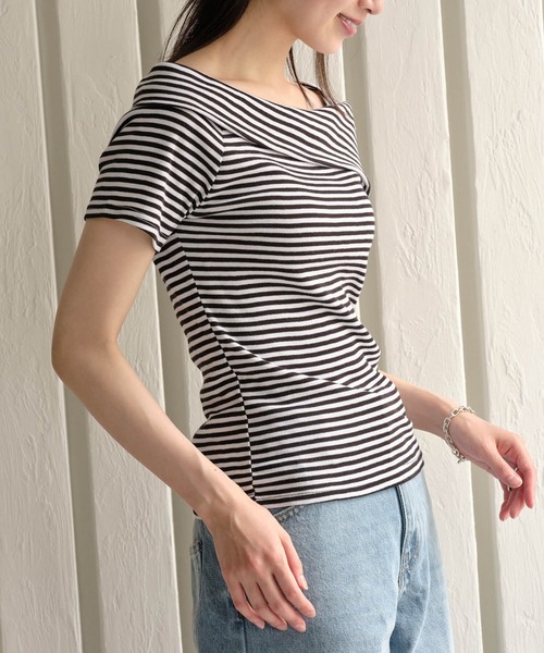Mia (ミア)の「エルフカラーボーダー半袖(Tシャツ/カットソー・レディース・ブラック×ホワイト・FREE)」の7枚目の写真