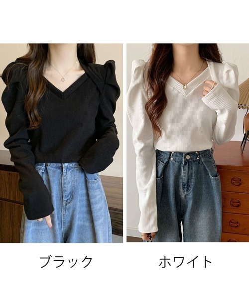 shoppinggo（ショッピングゴー）の「長袖Tシャツ コーデ カットソー（Tシャツ/カットソー・レディース・ホワイト/ブラック・M）」の4枚目の写真