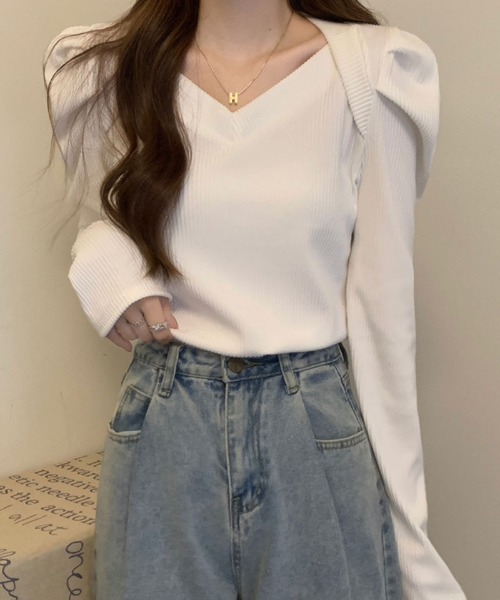 shoppinggo（ショッピングゴー）の「長袖Tシャツ コーデ カットソー（Tシャツ/カットソー・レディース・ホワイト/ブラック・M）」の9枚目の写真