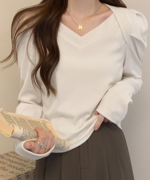 shoppinggo（ショッピングゴー）の「長袖Tシャツ コーデ カットソー（Tシャツ/カットソー・レディース・ホワイト/ブラック・M）」の12枚目の写真