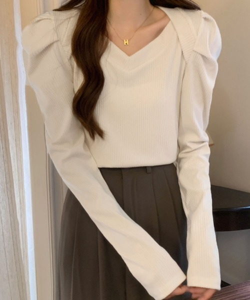 shoppinggo（ショッピングゴー）の「長袖Tシャツ コーデ カットソー（Tシャツ/カットソー・レディース・ホワイト/ブラック・M）」の13枚目の写真