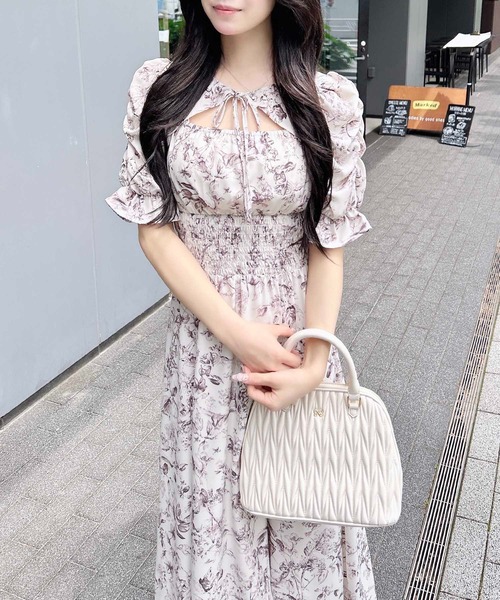 INGNI（イング）の「デコルテオープン花柄ワンピース（ワンピース・レディース・ホワイト系1/ホワイト×ネイビー・M）」の15枚目の写真