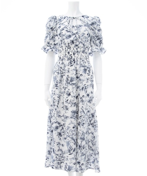 INGNI（イング）の「デコルテオープン花柄ワンピース（ワンピース・レディース・ホワイト系1/ホワイト×ネイビー・M）」の17枚目の写真