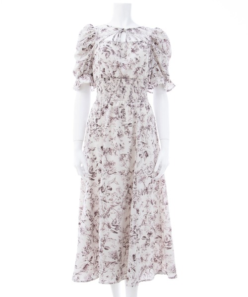 INGNI（イング）の「デコルテオープン花柄ワンピース（ワンピース・レディース・ホワイト系1/ホワイト×ネイビー・M）」の21枚目の写真