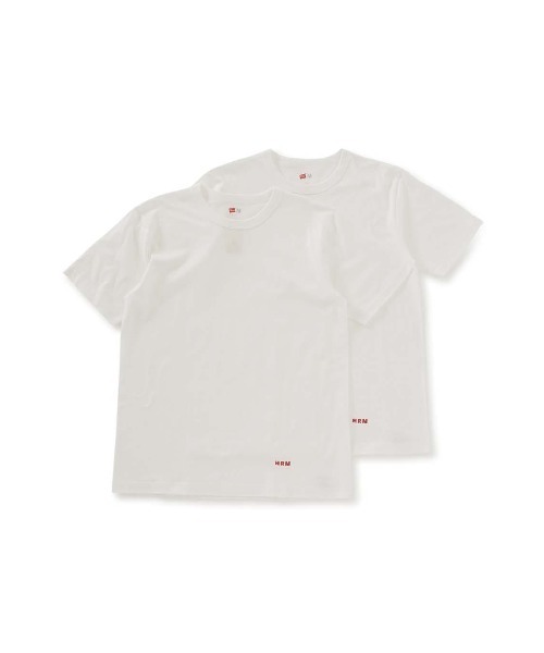 HOLLYWOOD RANCH MARKET(ハリウッドランチマーケット)の「Hanes x HRM ヘムプリント 2パック Tシャツ(Tシャツ/カットソー・メンズ・ホワイト/ブラック・X-LARGE/XX-LARGE/XXX-LARGE/LARGE)」の2枚目の写真