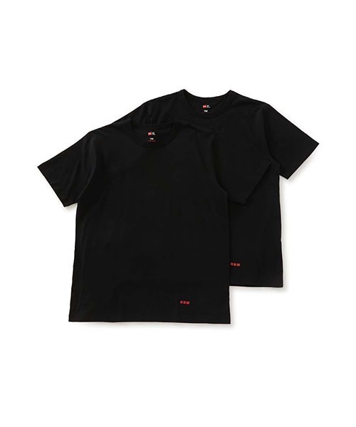 HOLLYWOOD RANCH MARKET(ハリウッドランチマーケット)の「Hanes x HRM ヘムプリント 2パック Tシャツ(Tシャツ/カットソー・メンズ・ホワイト/ブラック・X-LARGE/XX-LARGE/XXX-LARGE/LARGE)」の1枚目の写真