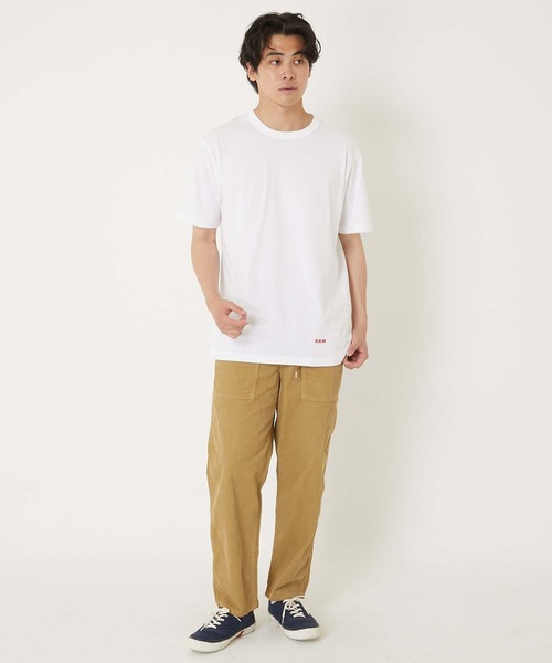 HOLLYWOOD RANCH MARKET(ハリウッドランチマーケット)の「Hanes x HRM ヘムプリント 2パック Tシャツ(Tシャツ/カットソー・メンズ・ホワイト/ブラック・X-LARGE/XX-LARGE/XXX-LARGE/LARGE)」の3枚目の写真