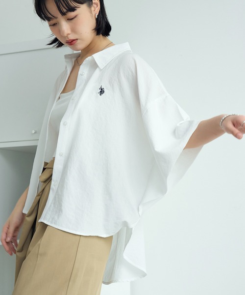 U.S. POLO ASSN.(ユーエスポロアッスン)の「【U.S. POLO ASSN./ユーエスポロアッスン】スパンローン ドルマンシャツ(シャツ/ブラウス・レディース・チャコールグレー/ホワイト/カーキ/ピンク・M/L)」の2枚目の写真