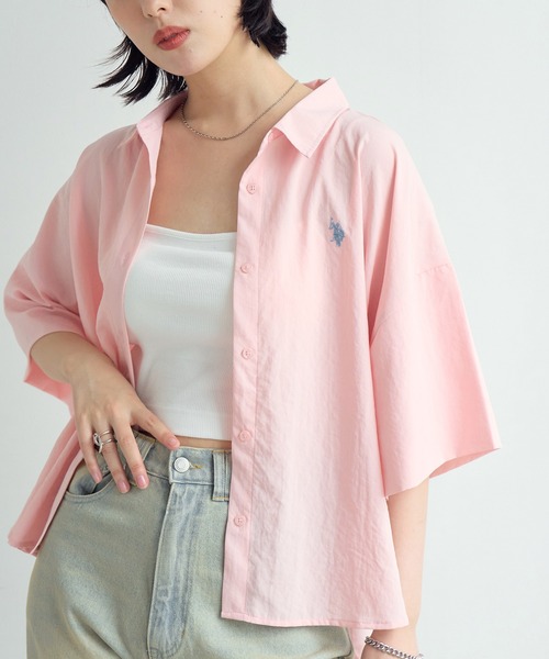 U.S. POLO ASSN.(ユーエスポロアッスン)の「【U.S. POLO ASSN./ユーエスポロアッスン】スパンローン ドルマンシャツ(シャツ/ブラウス・レディース・チャコールグレー/ホワイト/カーキ/ピンク・M/L)」の4枚目の写真