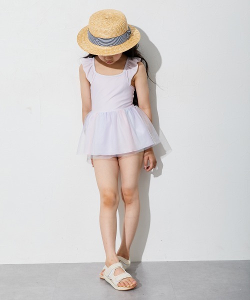 パールチュールワンピース水着 パールチュールフリルハイウエストビキニ水着[sw942