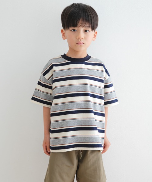 URBAN RESEARCH DOORS（アーバンリサーチドアーズ）の「『WEB/一部店舗限定サイズ』マルチボーダールーズTシャツ(KIDS)（Tシャツ/カットソー・キッズ・ホワイト系その他/ベージュ系その他・120/105/150/135）」の20枚目の写真