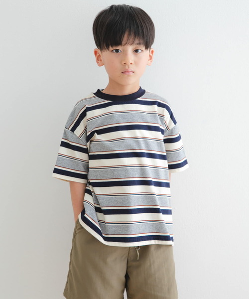 URBAN RESEARCH DOORS（アーバンリサーチドアーズ）の「『WEB/一部店舗限定サイズ』マルチボーダールーズTシャツ(KIDS)（Tシャツ/カットソー・キッズ・ホワイト系その他/ベージュ系その他・120/105/150/135）」の21枚目の写真