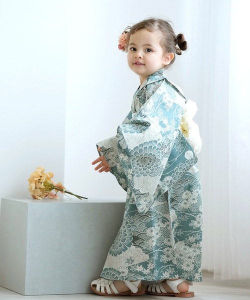 utatane（ウタタネ）の「浴衣ワンピース2点セット 男女兼用 ひよこ商店（浴衣・キッズ・ブルー系2/ベージュ系1/ホワイト系1/グレー系2/ホワイト系2/グレー系1/ブルー系3/ブルー系1・90cm/100cm/110cm/120cm/130cm）」の7枚目の写真