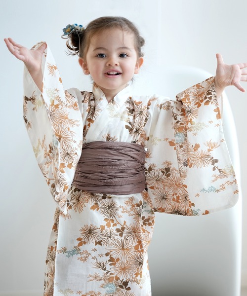 utatane（ウタタネ）の「浴衣ワンピース2点セット 男女兼用 ひよこ商店（浴衣・キッズ・ブルー系2/ベージュ系1/ホワイト系1/グレー系2/ホワイト系2/グレー系1/ブルー系3/ブルー系1・90cm/100cm/110cm/120cm/130cm）」の13枚目の写真