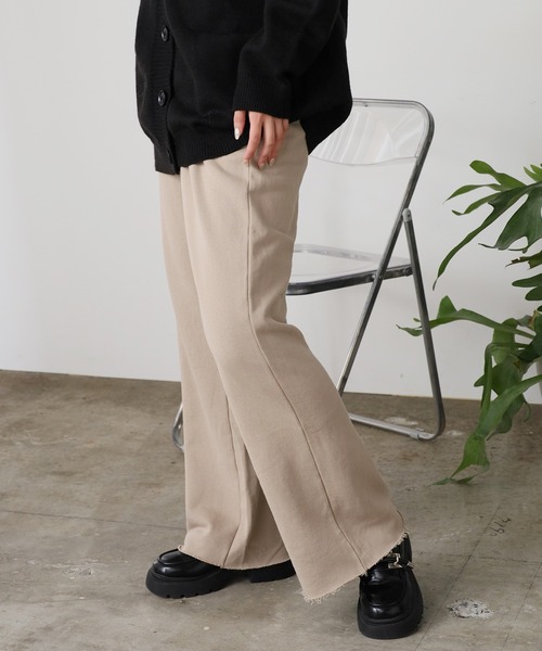 セール】切りっぱなしフレアスウェットパンツ（スウェットパンツ