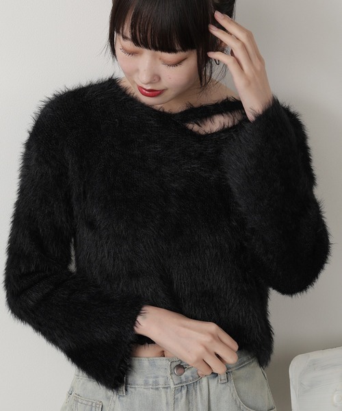 クロップド丈シャギーニット（ニット/セーター）｜ROOPTOKYO（ループ