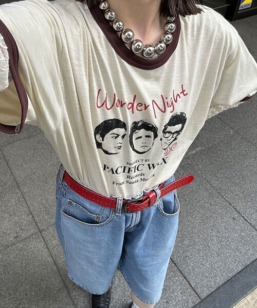 CIAOPANIC(チャオパニック)の「アソートプリントリンガーTシャツ(Tシャツ/カットソー・レディース・イエロー/ブラウン/ブラック・MEDIUM/LARGE)」の2枚目の写真