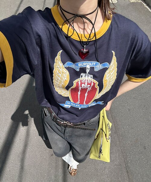 CIAOPANIC(チャオパニック)の「アソートプリントリンガーTシャツ(Tシャツ/カットソー・レディース・イエロー/ブラウン/ブラック・MEDIUM/LARGE)」の3枚目の写真