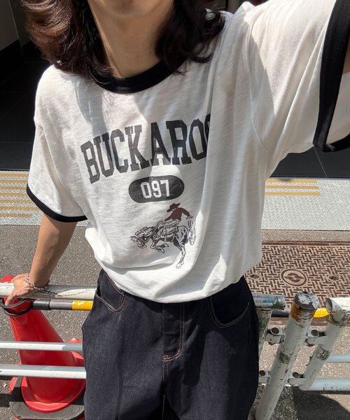 CIAOPANIC(チャオパニック)の「アソートプリントリンガーTシャツ(Tシャツ/カットソー・レディース・イエロー/ブラウン/ブラック・MEDIUM/LARGE)」の6枚目の写真